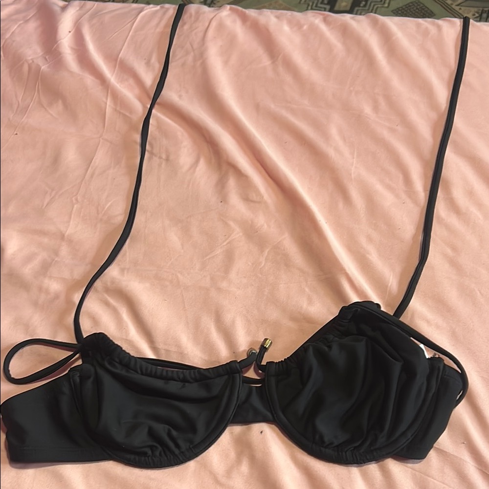 Time and Tru Black Bandeau Bikini Top